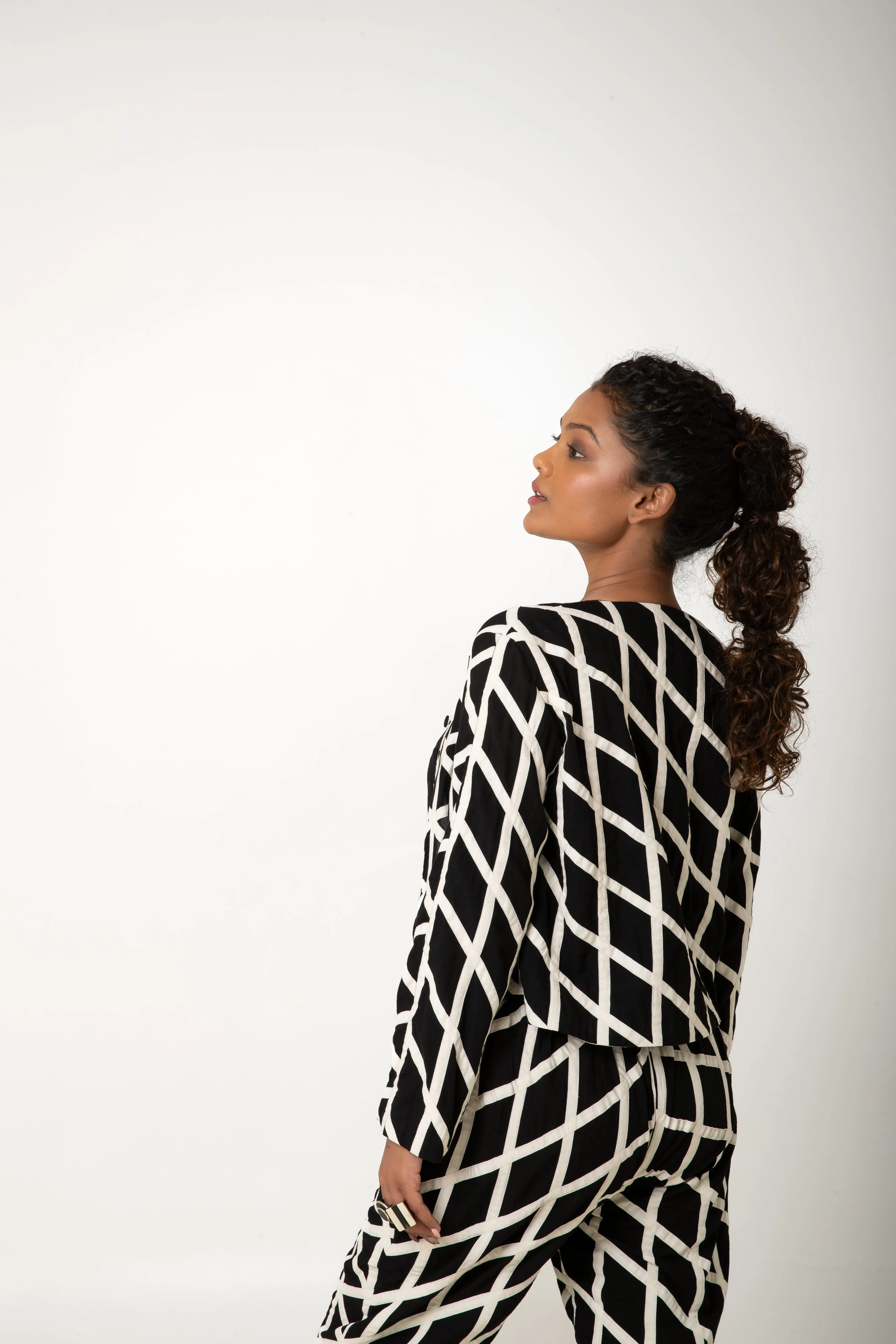 New Season Summer/Fall 2024-Jacket Applique Cotton London Black White -Ka-Sha - Fashion Edit Aseem