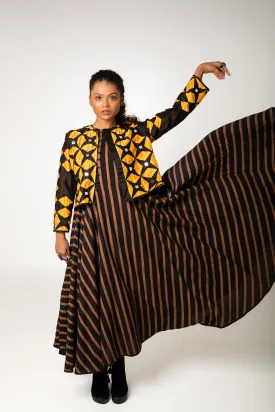 New Season Summer/Fall 2024-Jacket Cropped Embroidered Chanderi Sitara Mustard Black -Ka-Sha - Fashion Edit Aseem