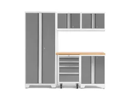 NewAge 3.0 Bold Series 6 Piece Cabinet Set with Tool, Base, Wall Cabinets and 30 in. Locker Bamboo