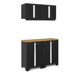 NewAge Bold 3.0 Series Black 5 Piece Cabinet Set With Base, Wall Cabinet And Worktop - 51199