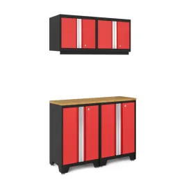 NewAge Bold 3.0 Series Red 5 Piece Cabinet Set With Base, Wall Cabinet And Worktop - 50314