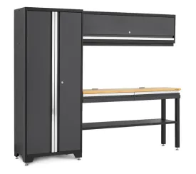 Newage Products Bold Series Gray All-in-one 4 Piece Set with Bamboo Worktop - 73501
