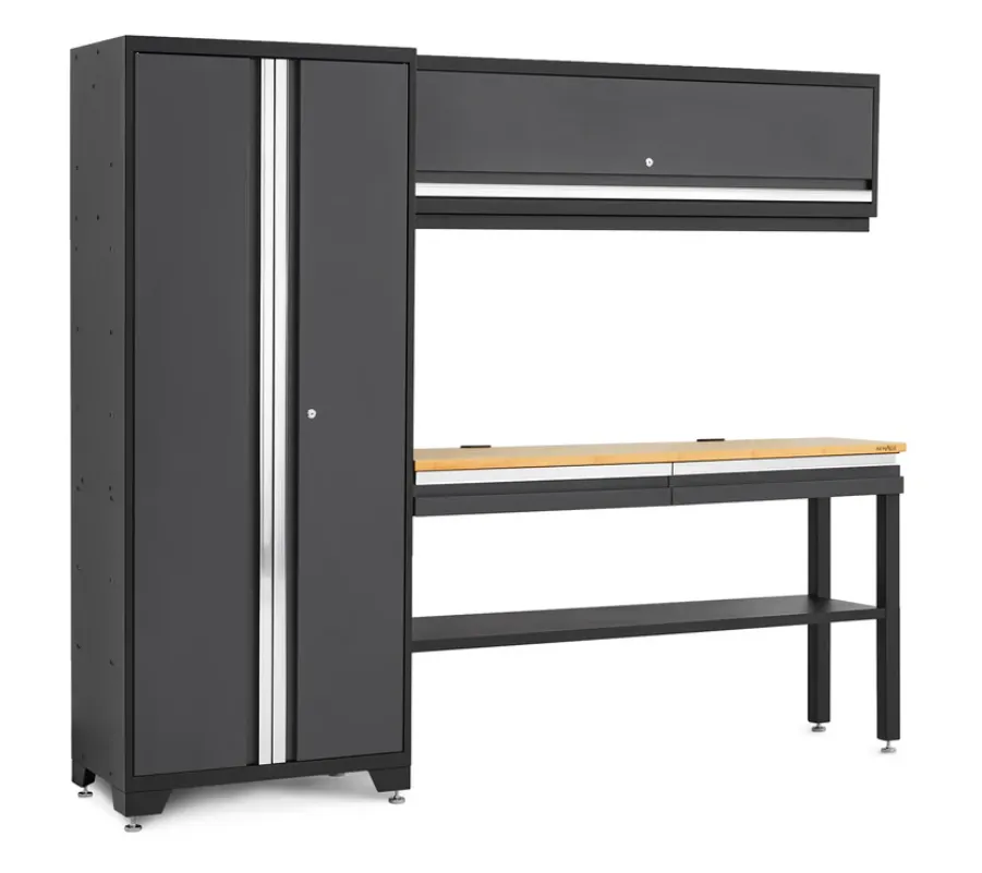 Newage Products Bold Series Gray All-in-one 4 Piece Set with Bamboo Worktop - 73501