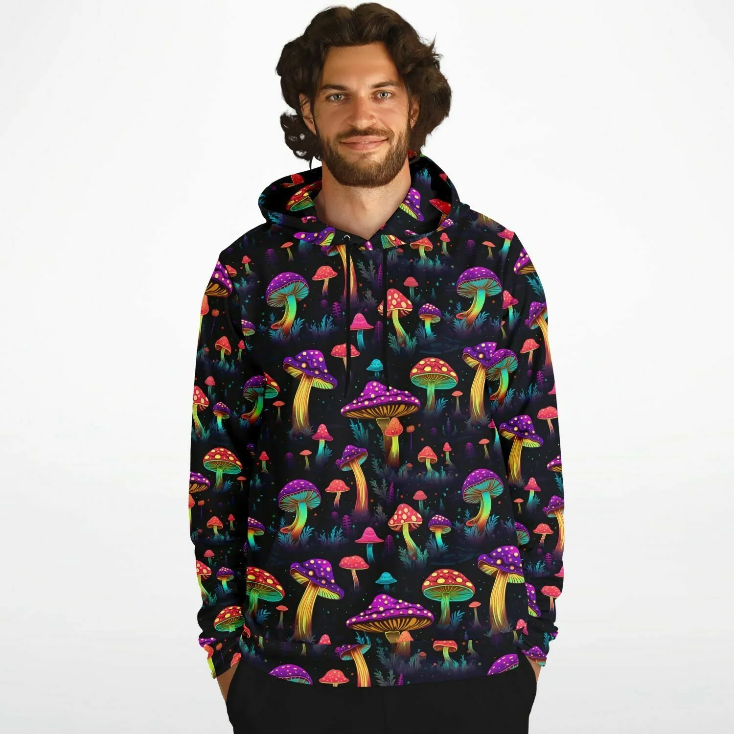 Psychedelic Mushrooms Hoodie, Space Pullover Men Women Adult Aesthetic Graphic Cotton Hooded Sweatshirt with Pockets