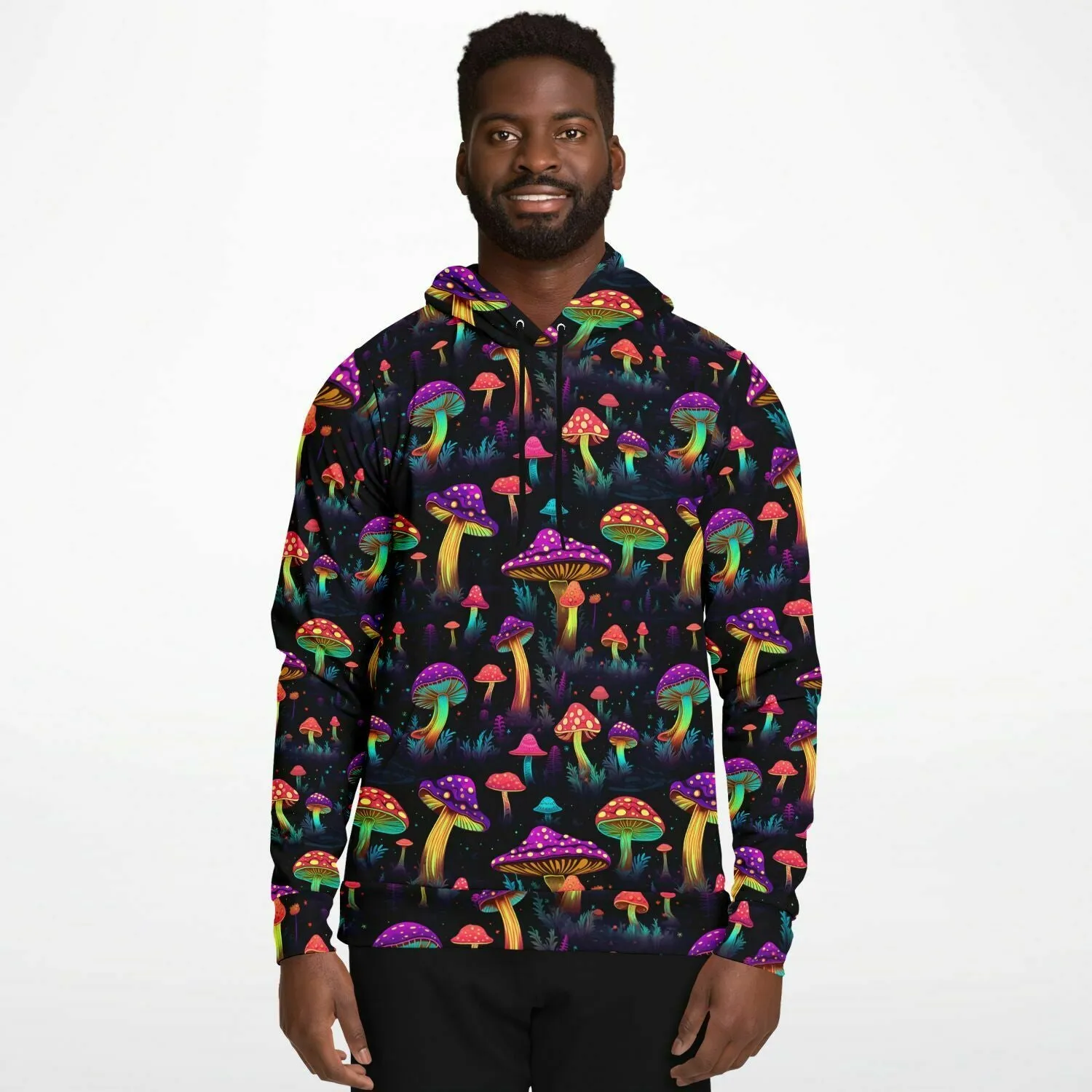 Psychedelic Mushrooms Hoodie, Space Pullover Men Women Adult Aesthetic Graphic Cotton Hooded Sweatshirt with Pockets
