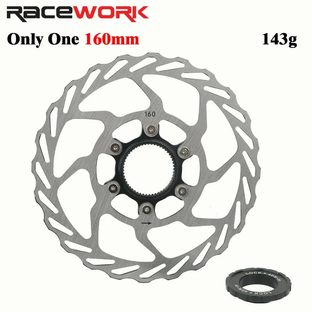 RACEWORK Bike Center Lock Disc Brake Rotor RS6 MTB Road Bicycle 140mm 160mm 180mm Hollow Cooling Brake Disc And Lock Ring