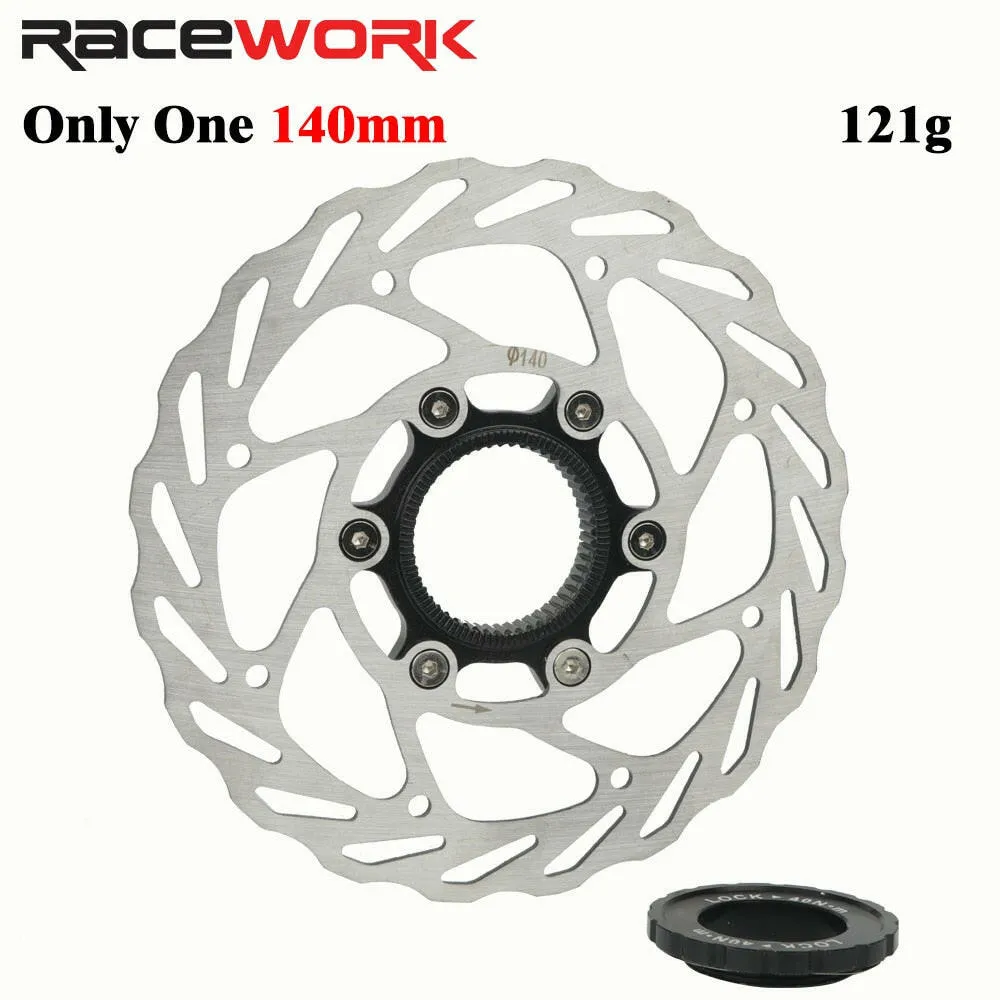 RACEWORK Bike Center Lock Disc Brake Rotor RS6 MTB Road Bicycle 140mm 160mm 180mm Hollow Cooling Brake Disc And Lock Ring