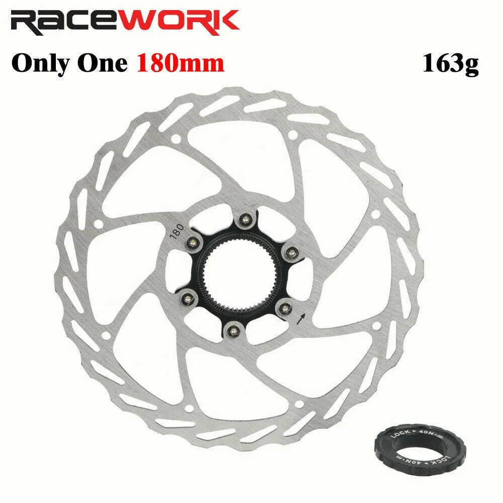 RACEWORK Bike Center Lock Disc Brake Rotor RS6 MTB Road Bicycle 140mm 160mm 180mm Hollow Cooling Brake Disc And Lock Ring