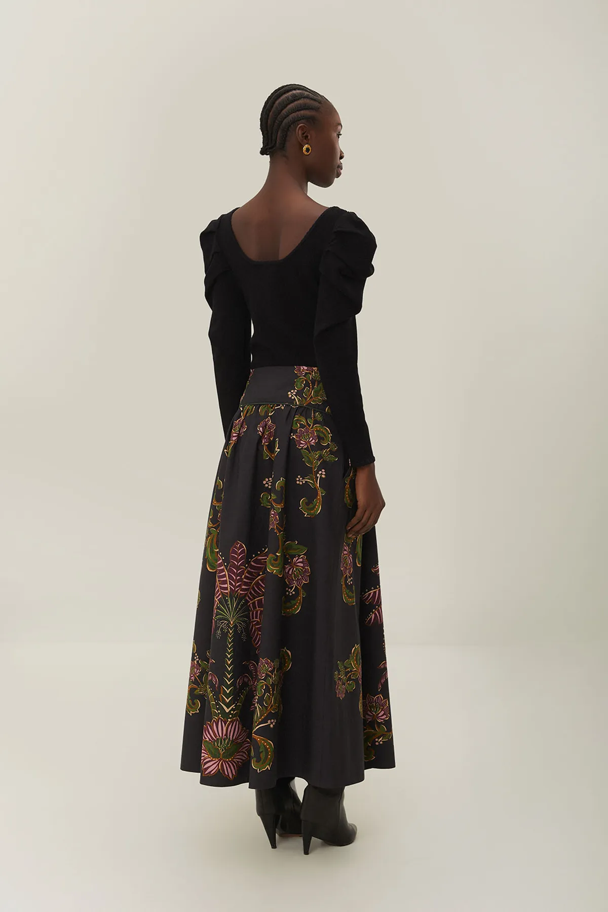 Ravenala Black Midi Skirt