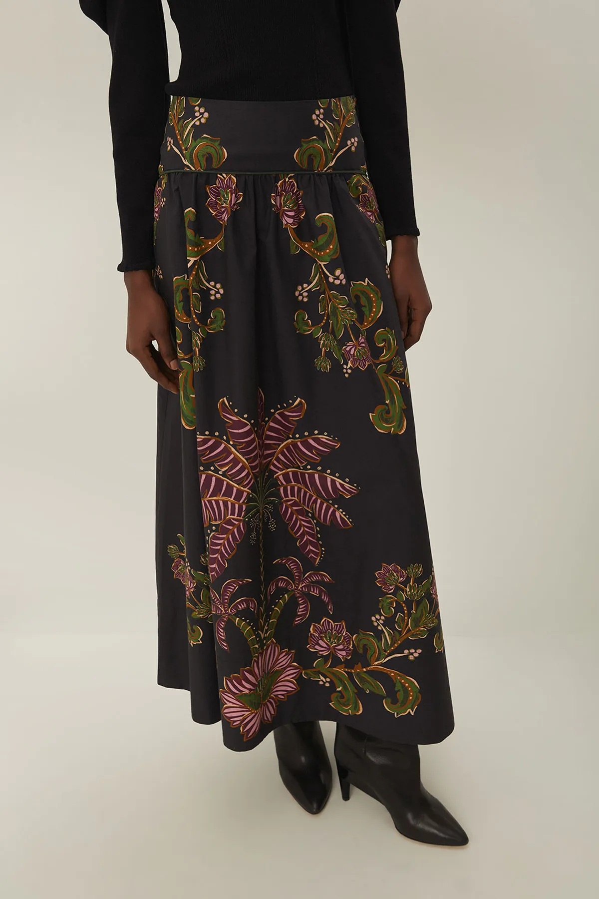 Ravenala Black Midi Skirt