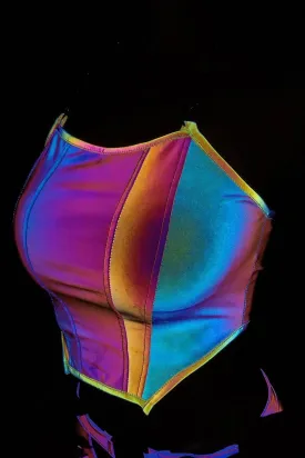 Reflective Crop Top - Women Bodycon Chain Halter Tank Sexy Colourful Summer Short Clubwear