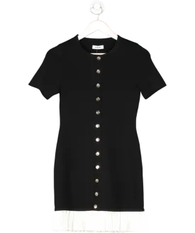 Sandro Black Short Knit Dress With Ruffle UK S