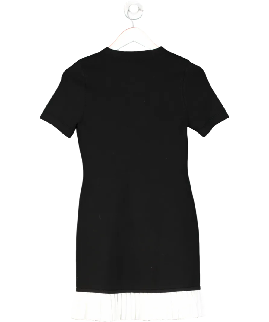 Sandro Black Short Knit Dress With Ruffle UK S