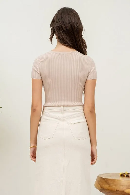 Snap Button Sweater Knit Crop