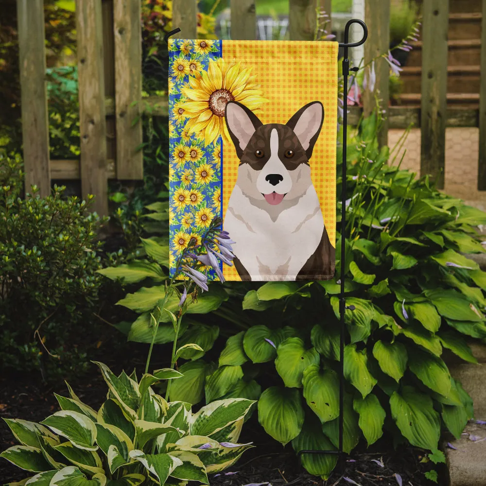 Summer Sunflowers Brindle Cardigan Corgi Flag Garden Size