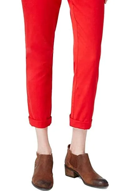 Tommy Hilfiger Women's Cuffed Chino Straight-Leg Pants Dark Red Size 4