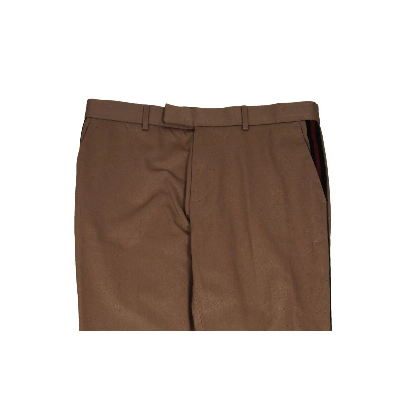 Trousers US L IT 52 Beige Khaki Chino Pants Red Green Web Stripe Slack