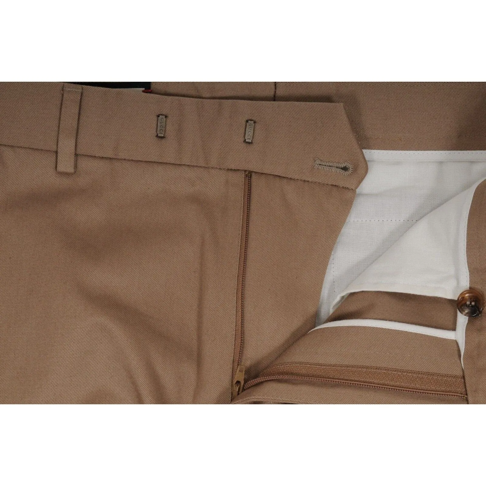 Trousers US L IT 52 Beige Khaki Chino Pants Red Green Web Stripe Slack