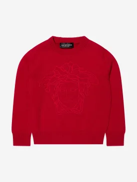Versace Girls Knitted Medusa Jumper in Red