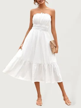 White casual A-line corset waist dress