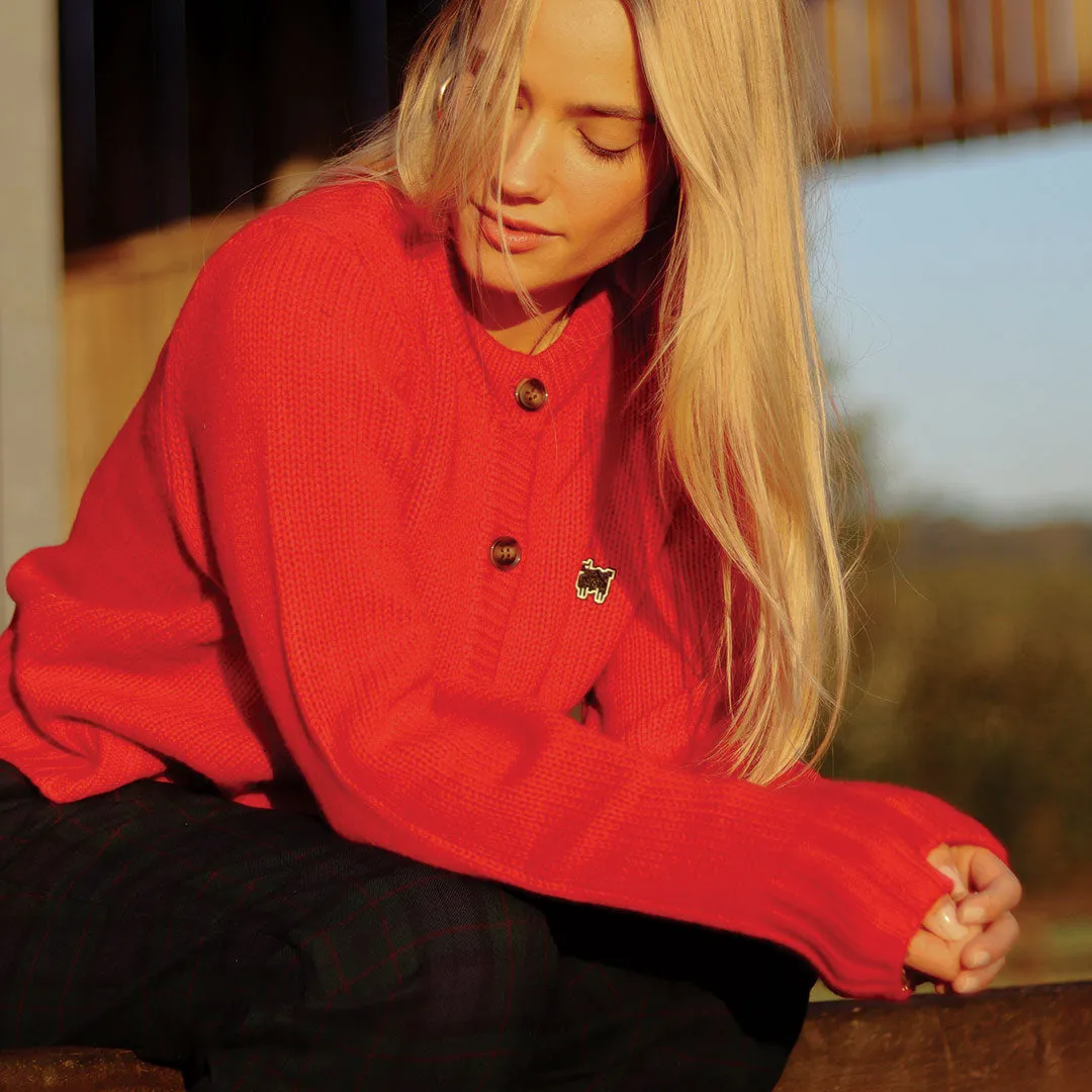 Women's Cashmere Sheep Cardigan Diana Red