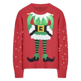 Women's red Christmas jacquard knit sweater