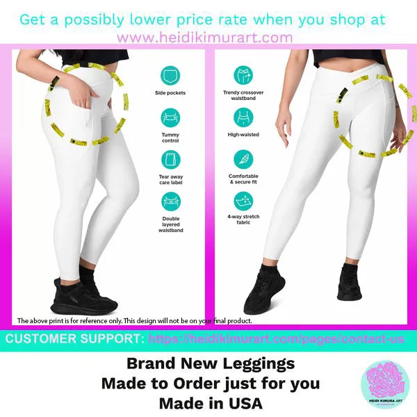 Yellow Pink Chevron Ladies' Tights, Best Designer Printed Crossover Leggings With 2 Side Pockets
