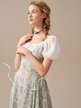 Ylang 18 | Floral Lace-up Linen Dress